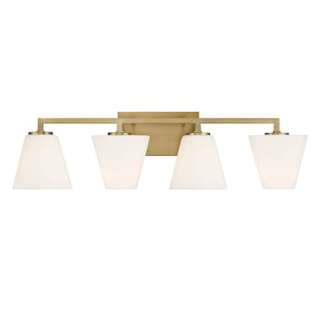 Designers Fountain Palmyra 32.75in 4-Light Brushed Gold Modern Indoor Vanity Light with Etched Glass Shades D255M-4B-BG